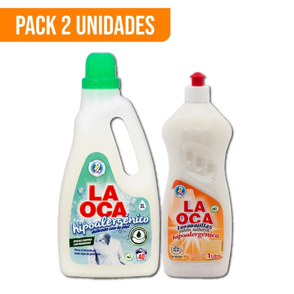 Pack LA OCA Detergente hipoalergénico 2 L + Lavavajilla Hipoalergénico 1 L